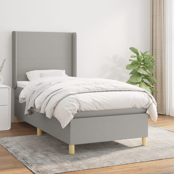 vidaXL - Boxspring - met - matras - stof - lichtgrijs - 80x200 - cm