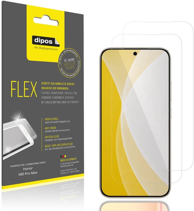 dipos – 2x Beschermfolie geschikt voor Honor X80 Pro Max | 3D Full Cover Screenprotector | 100% Passend