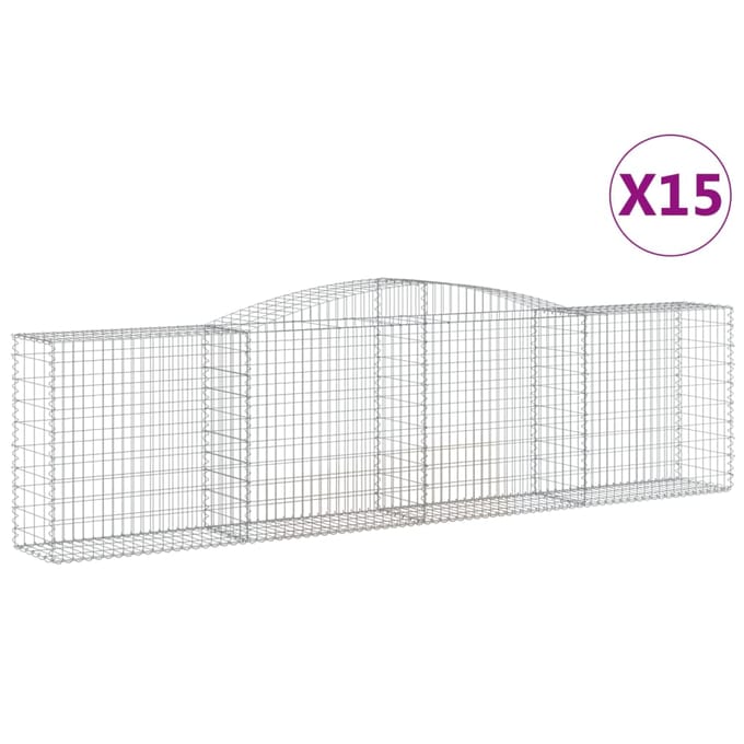 vidaXL - Schanskorven - 15 - st - gewelfd - 400x50x100/120 - cm - ijzer