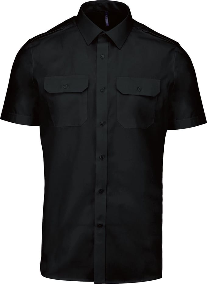 Kariban Herenpilootoverhemd korte mouwen K503 - Black - S