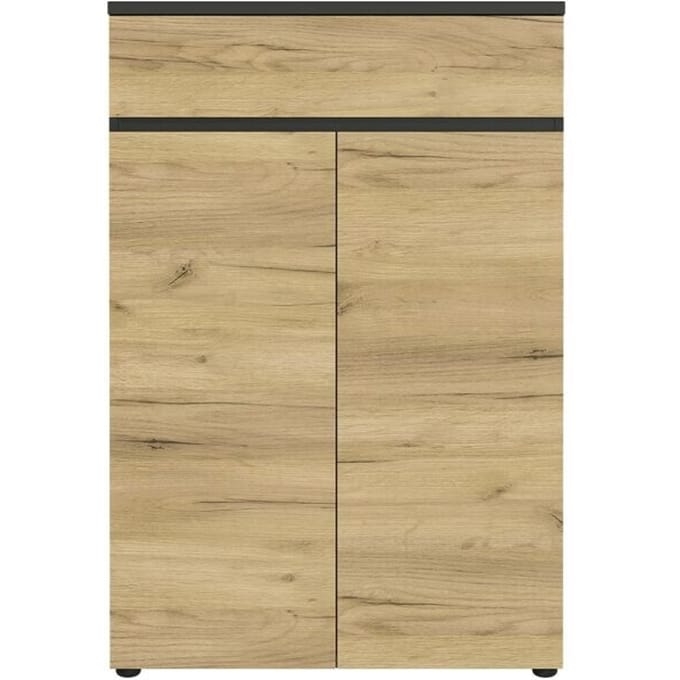 Boston kast, 3 ordnerhoogtes, B 800 x D 400 x H 1200 mm, grafiet & Navarra eiken decor