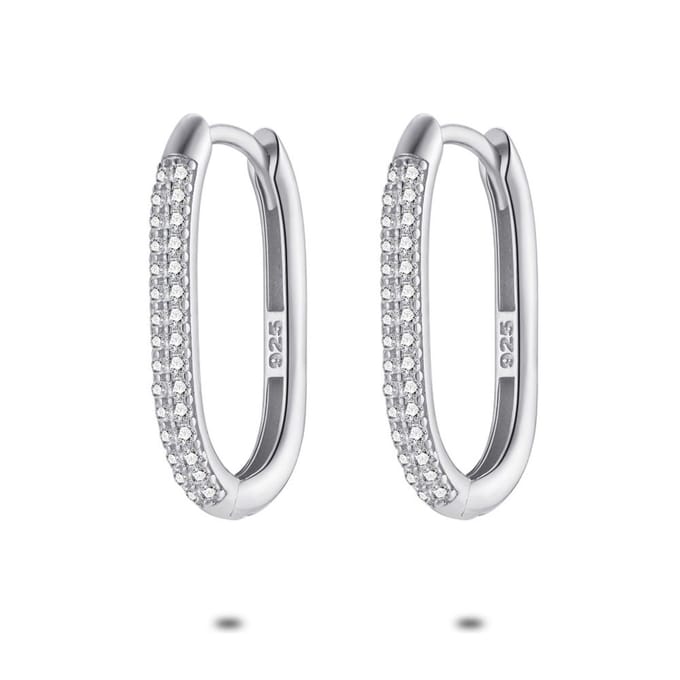 Twice As Nice Oorbellen in zilver, ovale oorring, 20 mm