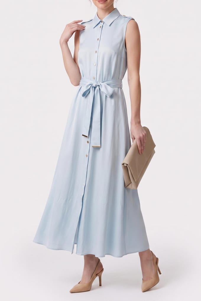 GUESS Iva Chemiser Ss Long Soft Blue Taglia: 38 | Maxi abiti Outlet | Donna | Blu