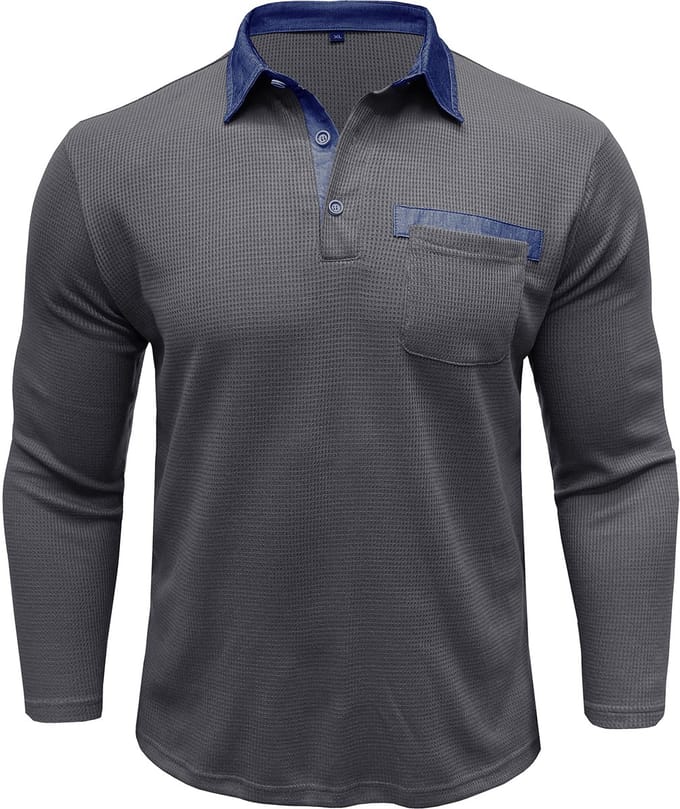 Allthemen Heren Polo - Drie Knopen in Losse Stijl - S