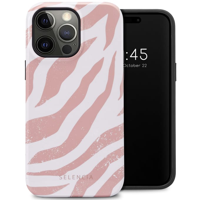 Selencia Hoesje - Geschikt voor Apple iPhone 14 Pro Max - Backcover - Colorful Zebra Old Pink