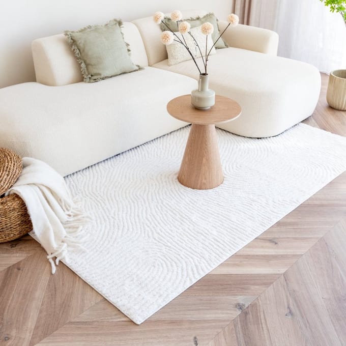Scandinavisch vloerkleed Curve creme/wit - 140 x 200 cm - (S)