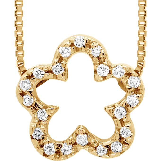 Bloemen halsband Diamonds 0,15 Cts Yellow Gold