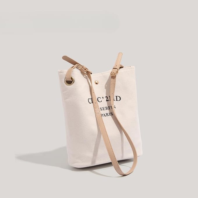 Tas Casual Bucket Tote Canvas Tas Mode Schoudertas Crossbodytas white