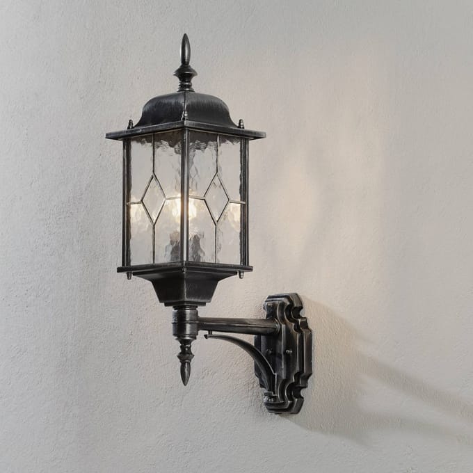 Elstead Lighting LED Wand Buitenlamp Wexford | 1X E27 Max 60W | IP44 | Dimbaar | Black/Silver