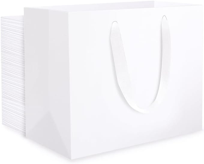 Set van 50 Witte Cadeautasjes van Stevig Karton met Handvatten