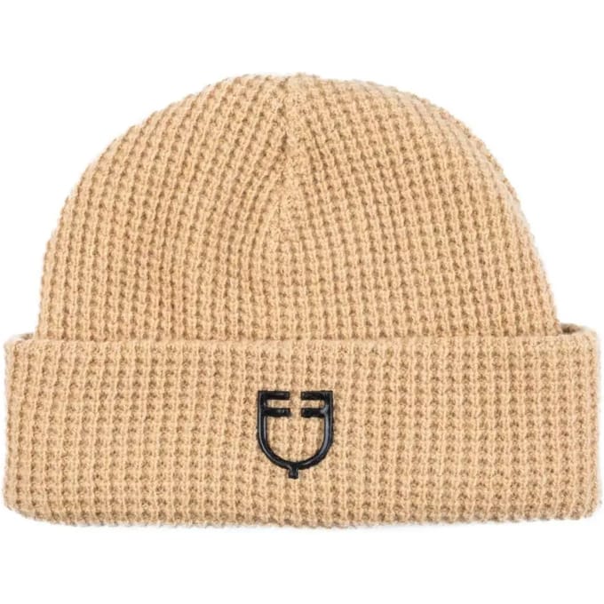 Ribbelende wollen muts met logo Equestro