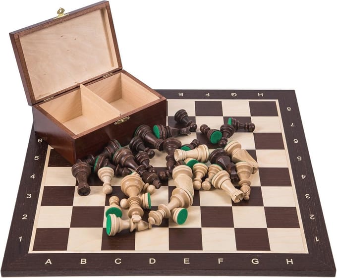 Professionele Schaak Set WENGE - Houten Schaakbord en Figuren - Staunton 5