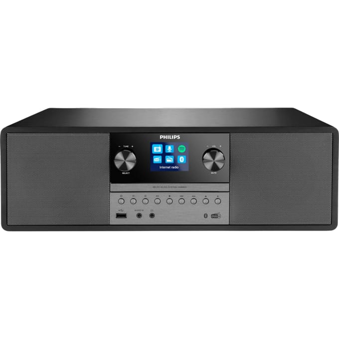 PHILIPS TAM6805 - Stereo-Installatie met Bluetooth en Internetradio DAB+/FM (USB, Spotify Connect, MP3-CD, Audio-ingang, 50 W, Alles-in-één Microsysteem, Digital Sound Control) - Zwart