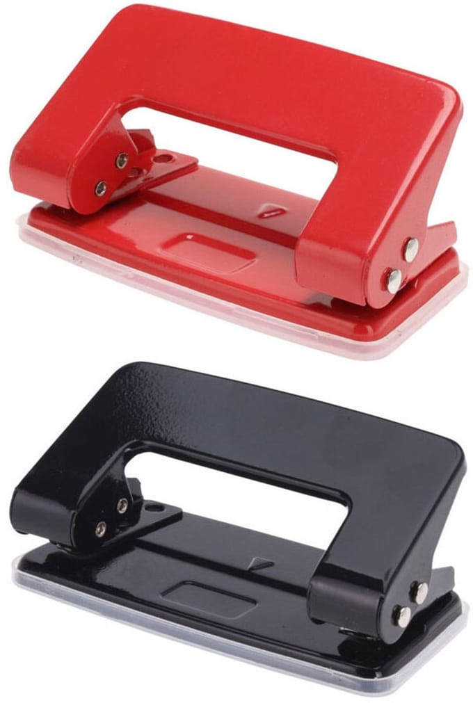 Perforator Klein 2-gaats — Rood, compact bureauperforator
