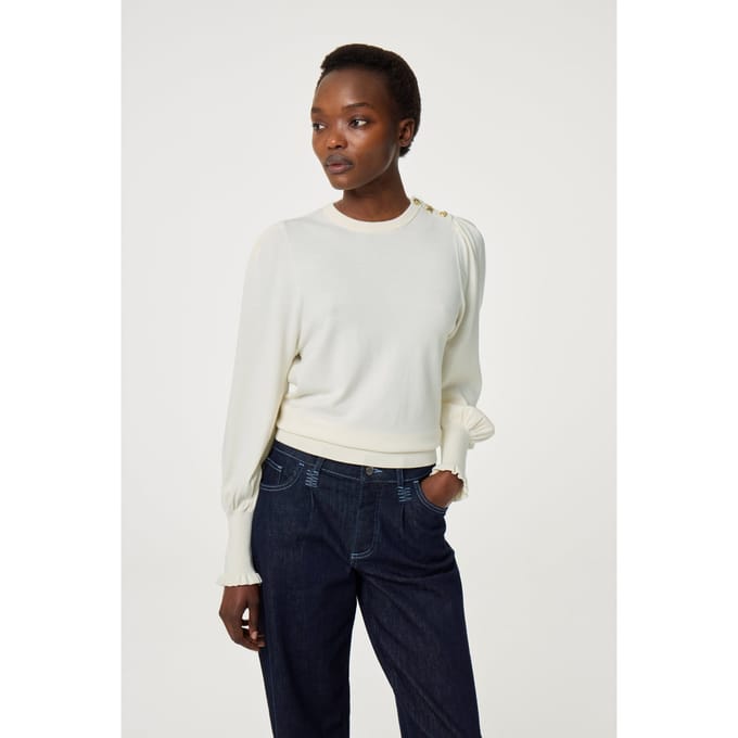 Fabienne Chapot Molly Balloon Pullover Cosy White Maat: S | Sweaters Outlet | Dames | Wit