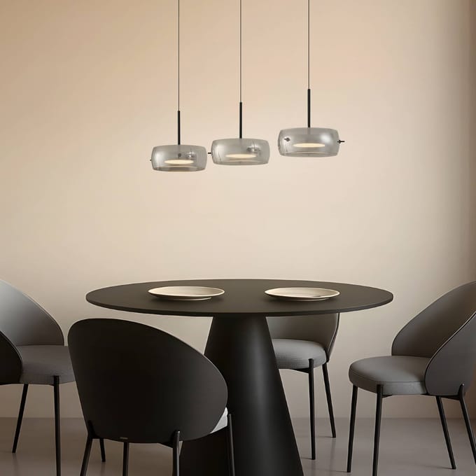 Lucande LED hanglamp Martis, zwart, 3-lamps, step-dimbaar