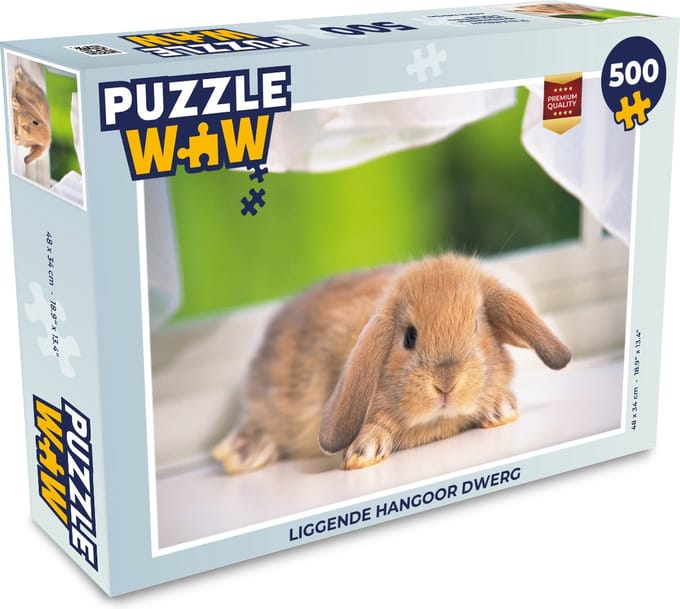 Puzzel Liggende hangoor dwerg - Legpuzzel - Puzzel 500 stukjes