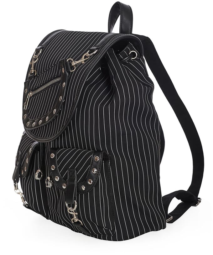 Banned - Gothic Rugtas - Black Core Pinstripe - voor Vrouwen - zwart