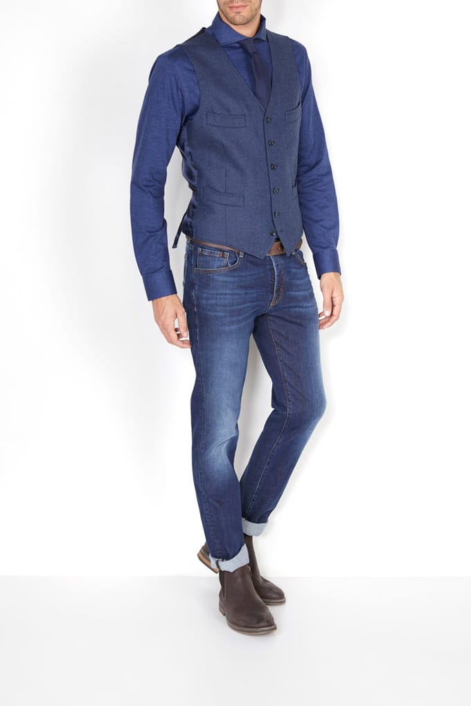 River Woods Fancy 4 Pkt Gilet Blue Größe: 48 | Gilets Outlet | Herren | Blau
