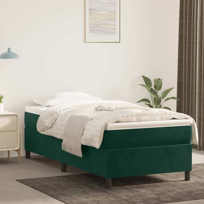 vidaXL - Boxspring - bed - 90x200 - cm - fluweel - donkergroen