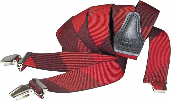 Pierre Mouton Valence Bretel - Bretels - Volwassenen - Heren - Rood - 120cm - 3 brede clips - M - L