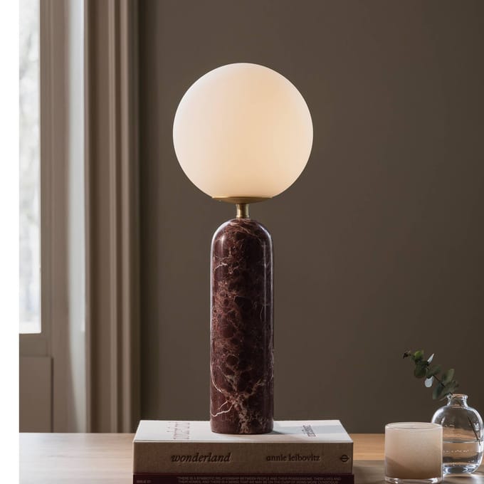 Globen Lighting tafellamp Torrano, rood, hoogte 53 cm, marmer