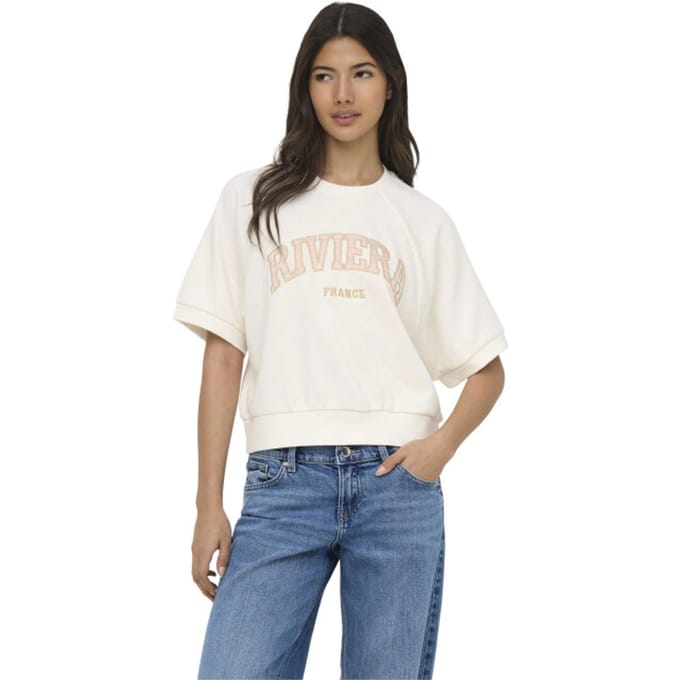 Only Onldaze s/s raglan ub swt cloud dancer/riviera