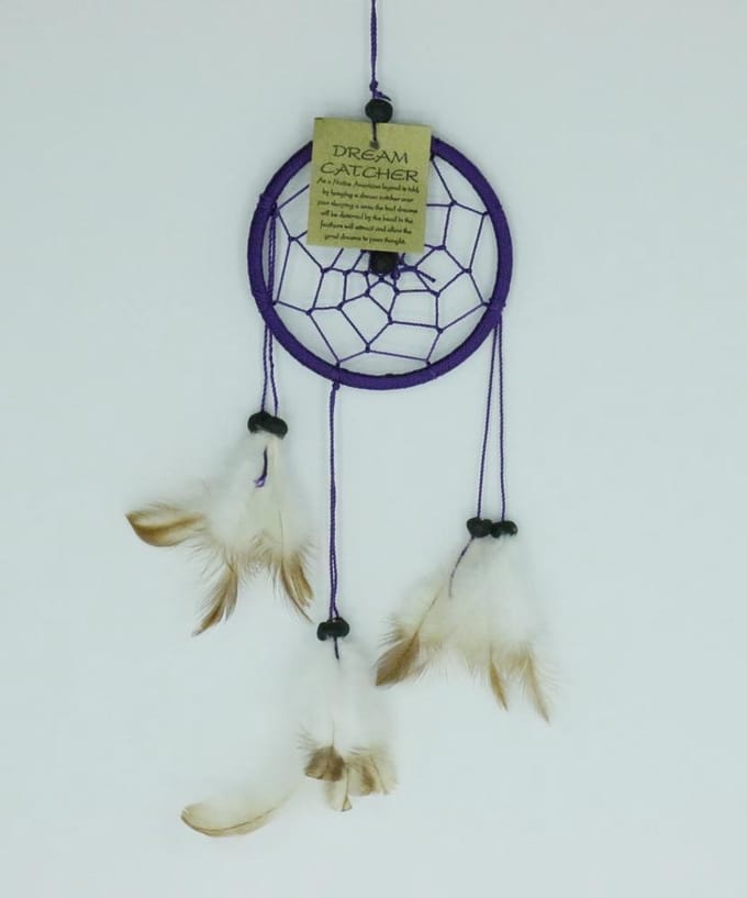 Dromenvanger / Dreamcatcher Ø9cm zonder kleintjes  - paars