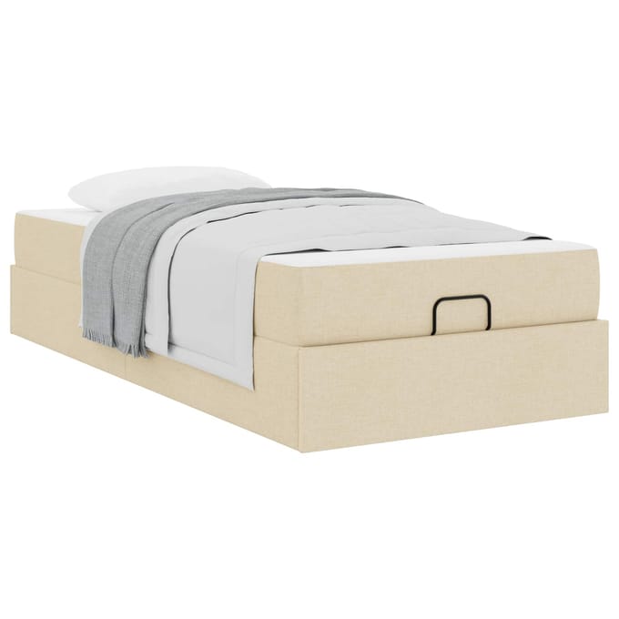 vidaXL - Bedframe - met - matras - 2 - st - Crème - Stof