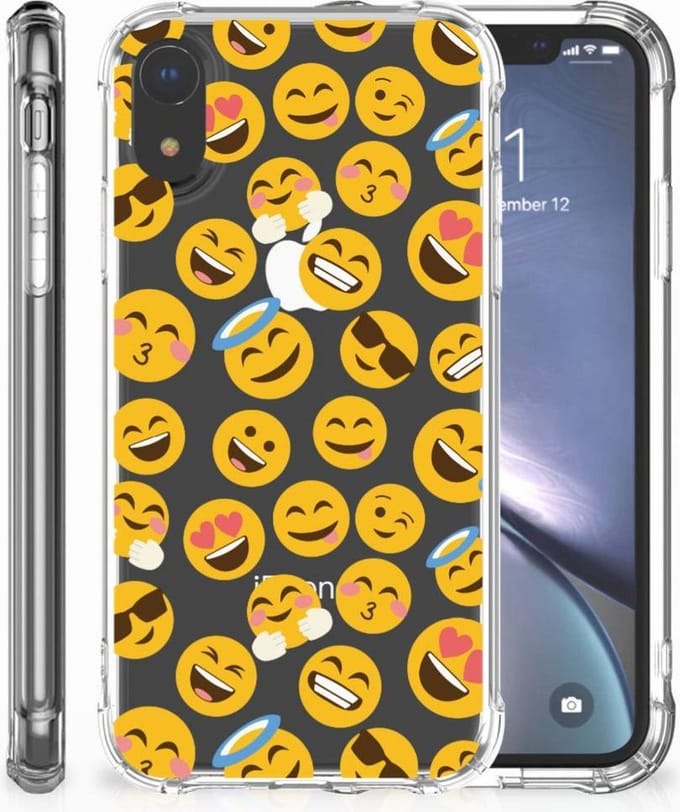Apple iPhone Xr Doorzichtige Silicone Hoesje Emoji