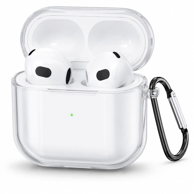 Enluxe Transparante Case Geschikt voor Airpods 4 2024 - Schokbestendig met Clip