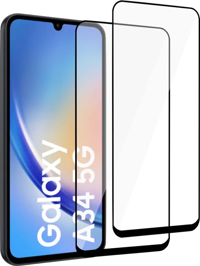 2x Geschikt voor Samsung A34 Screenprotector - Gehard Glas Geschikt voor Samsung A34 Full Screen Protector