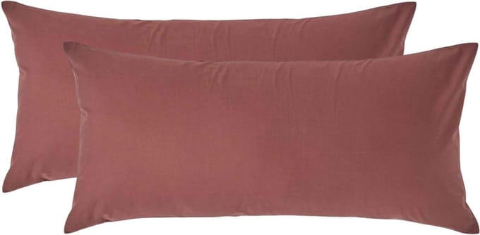 Homescapes Kussensloop 40x80 cm Set van 2 – Chocoladebruin – 100% Egyptisch Perkal Katoen – 200 TC