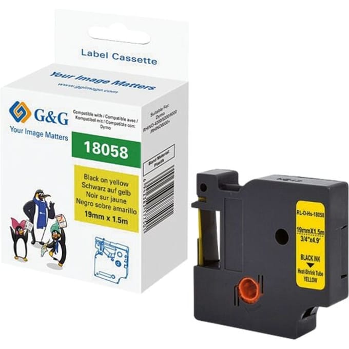 G&G Labeltape Polyolefine Tapekleur: Geel Tekstkleur: Zwart 19 mm 1.5 m