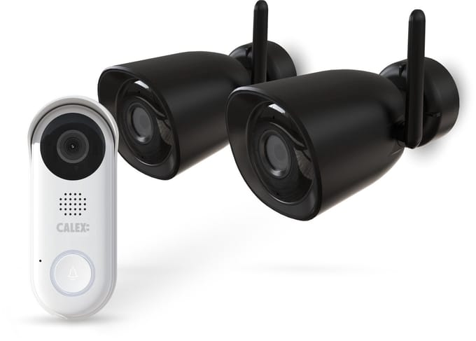 Calex Smart Security Starter Set Buiten - 2 Beveiligingscamera's - Slimme Deurbel met 2-Weg Audio (Full HD)