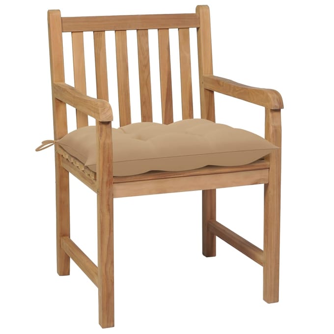 vidaXL - Tuinstoelen - 8 - st - met - beige - kussens - massief - teakhout