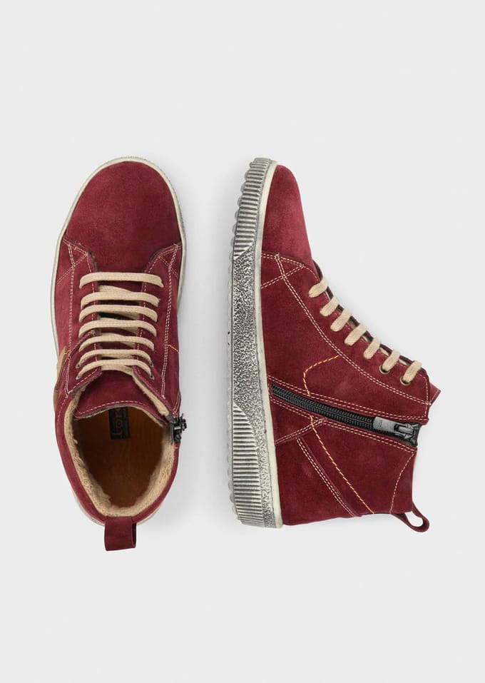 Sneakers van leer van wild met ritssluiting - bordeaux - Gr. 41 van Goldner Fashion