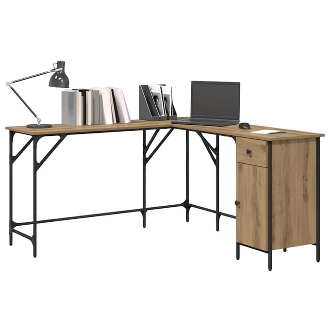 vidaXL - Bureau - Artisan - Eiken - Bewerkt - hout - 141 - x - 141 - x - 75 - cm