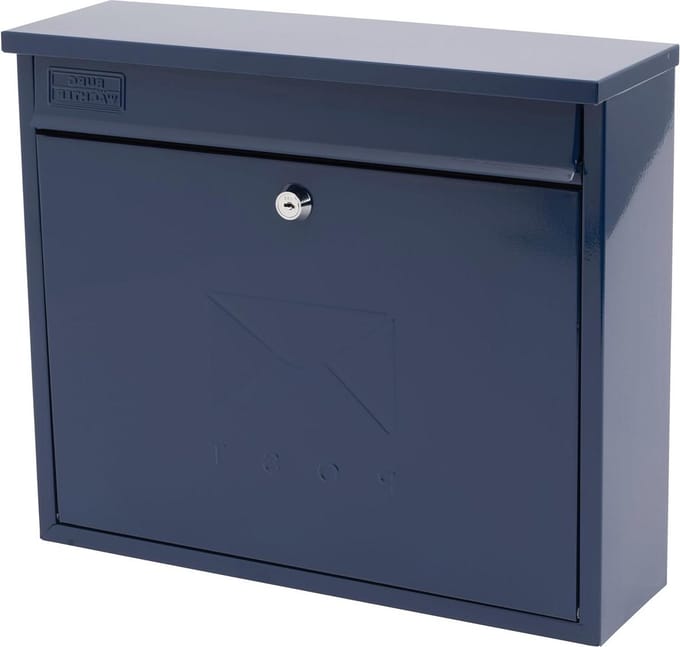 Midnight Blue Elegance Wall Mounted Galvanized Steel Lockable Weatherproof Mailbox - 36x31x10cm - Large Capacity