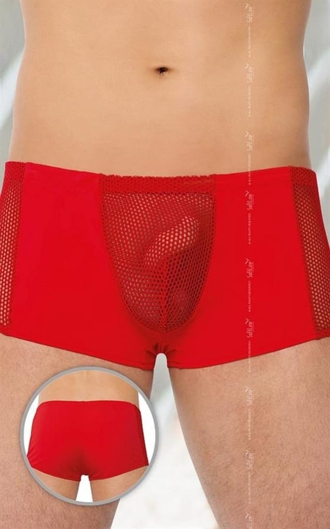 SoftLine Collection Sexy transparente heren boxers met visnet Rood L