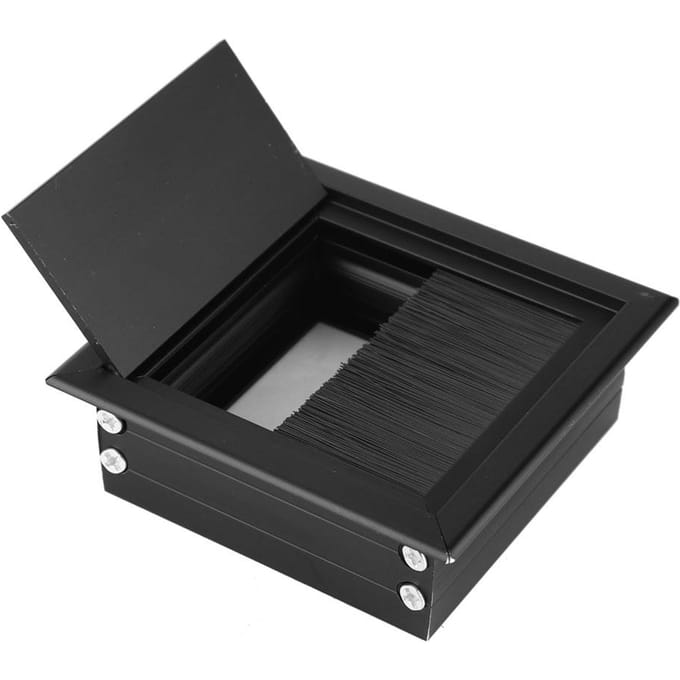 2 stuks Tafel Bureau Rechthoek Aluminiumlegering Draad Kabel Doorvoergat Afdekking met Borstel