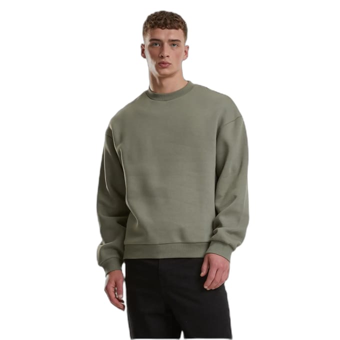 Urban Classics - Fluffy Crewneck sweater/trui - 4XL - Olijfgroen