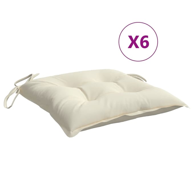 vidaXL - Stoelkussens - 6 - st - 40x40x7 - cm - stof - crèmewit