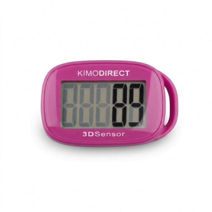 KIMO DIRECT Stappenteller met Clip en Draagkoord - Stappen Tellen - Activity Tracker - 3D Sensor - Groot Scherm - Roze