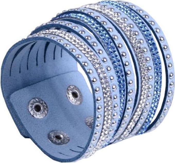 Fako Bijoux® - Armband - Breed - Strass - Lichtblauw
