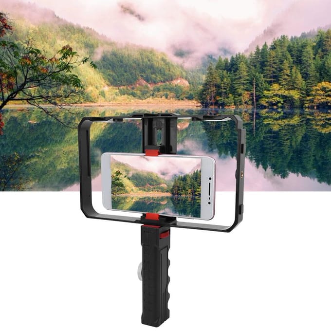 Universele Mobiele Telefoon Handheld Kooi Telefoon Stabilisator Live Opname Volgshot black