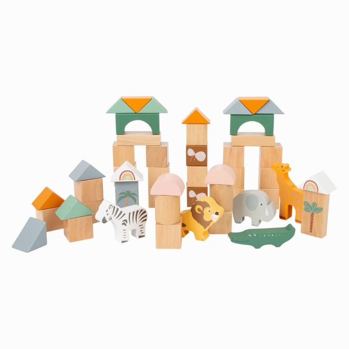 Small Foot - Wooden Building Blocks Safari 50dlg.
