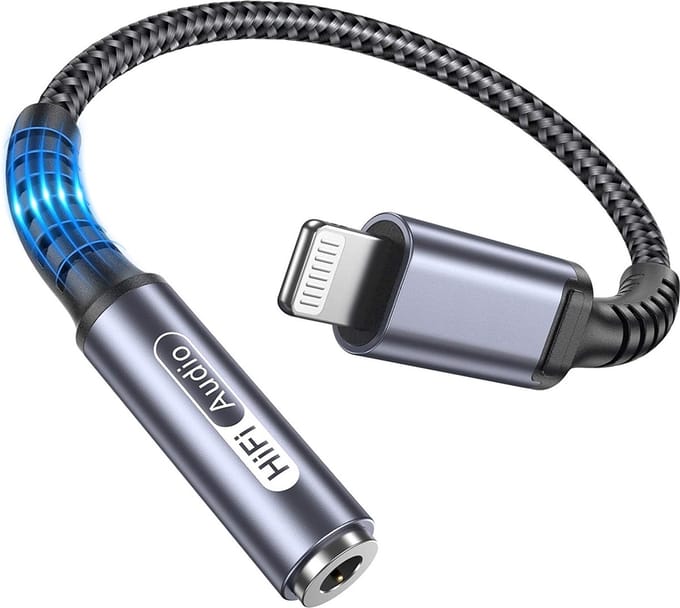 Gevlochten Audio Jack 3,5mm Kabel - Geschikt voor Lightning, iPhone Jack Adapter - Voor 14 Pro Max en ouder