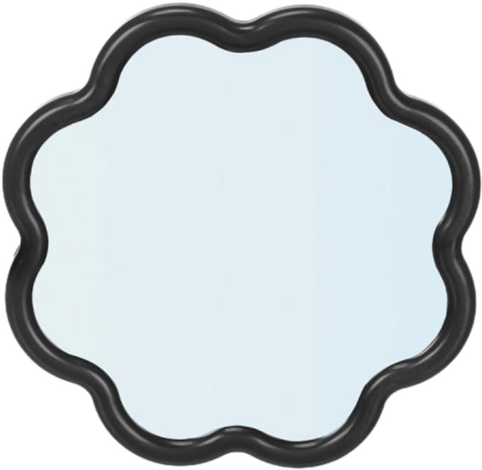 Giftdecor Spiegel flower - zwart - 40 x 40 cm - bloem vorm - wandspiegel