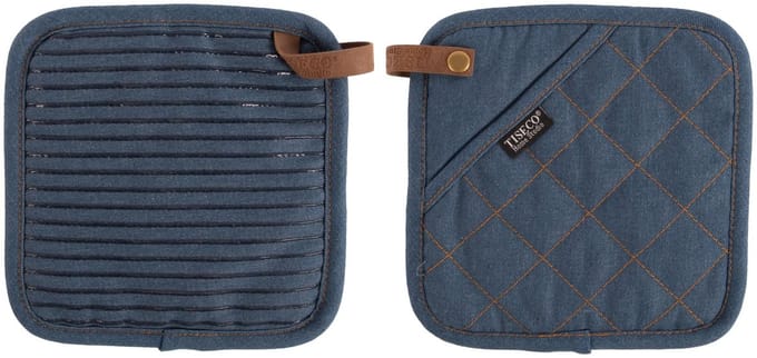 Tiseco Indigo Pannenlap - 2 Stuks - 20 x 20cm - Donkerblauw